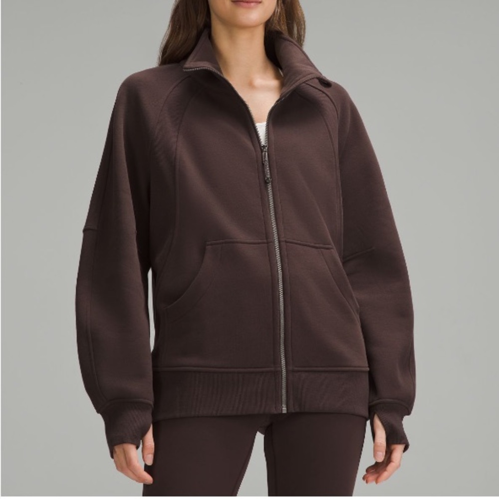 lululemon scuba oversized funnel-neck full zip color Espresso